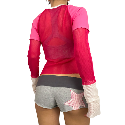 #88 Layered Mesh Long Sleeve Top