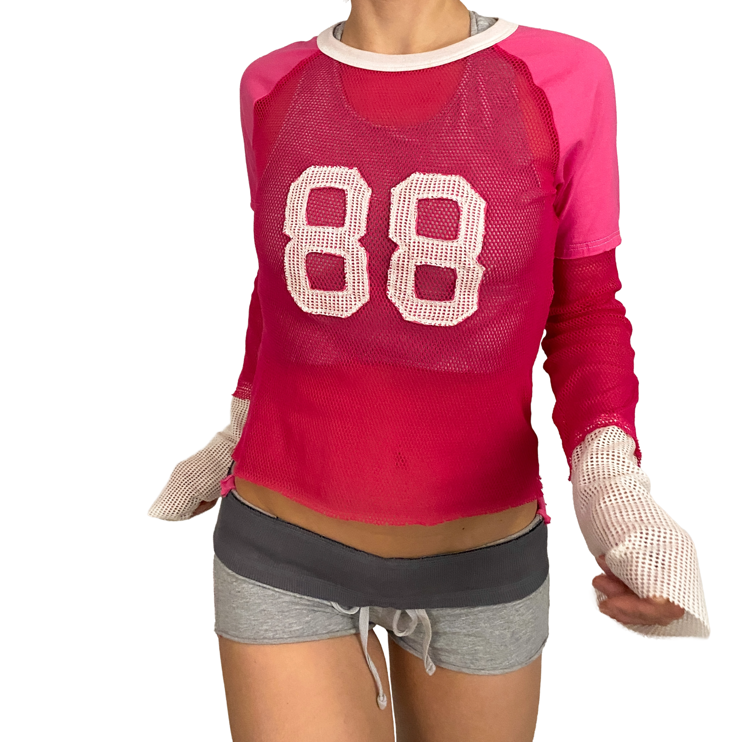 #88 Layered Mesh Long Sleeve Top