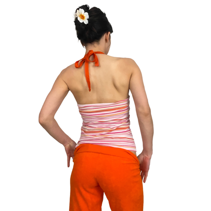 #36 Pink Striped Halter Top