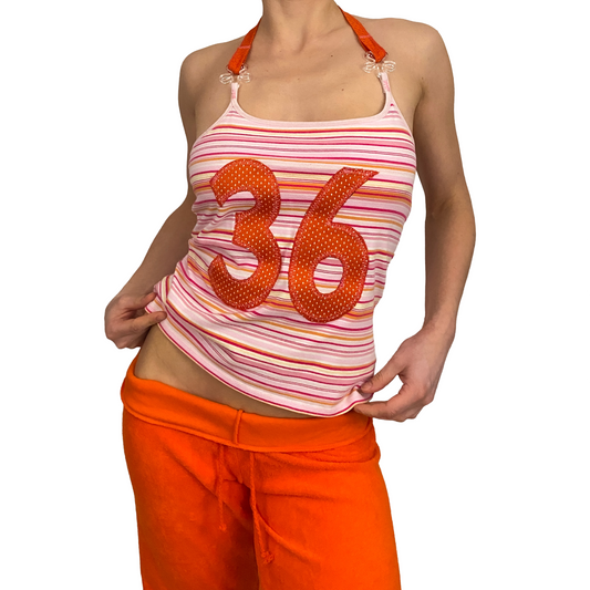 #36 Pink Striped Halter Top
