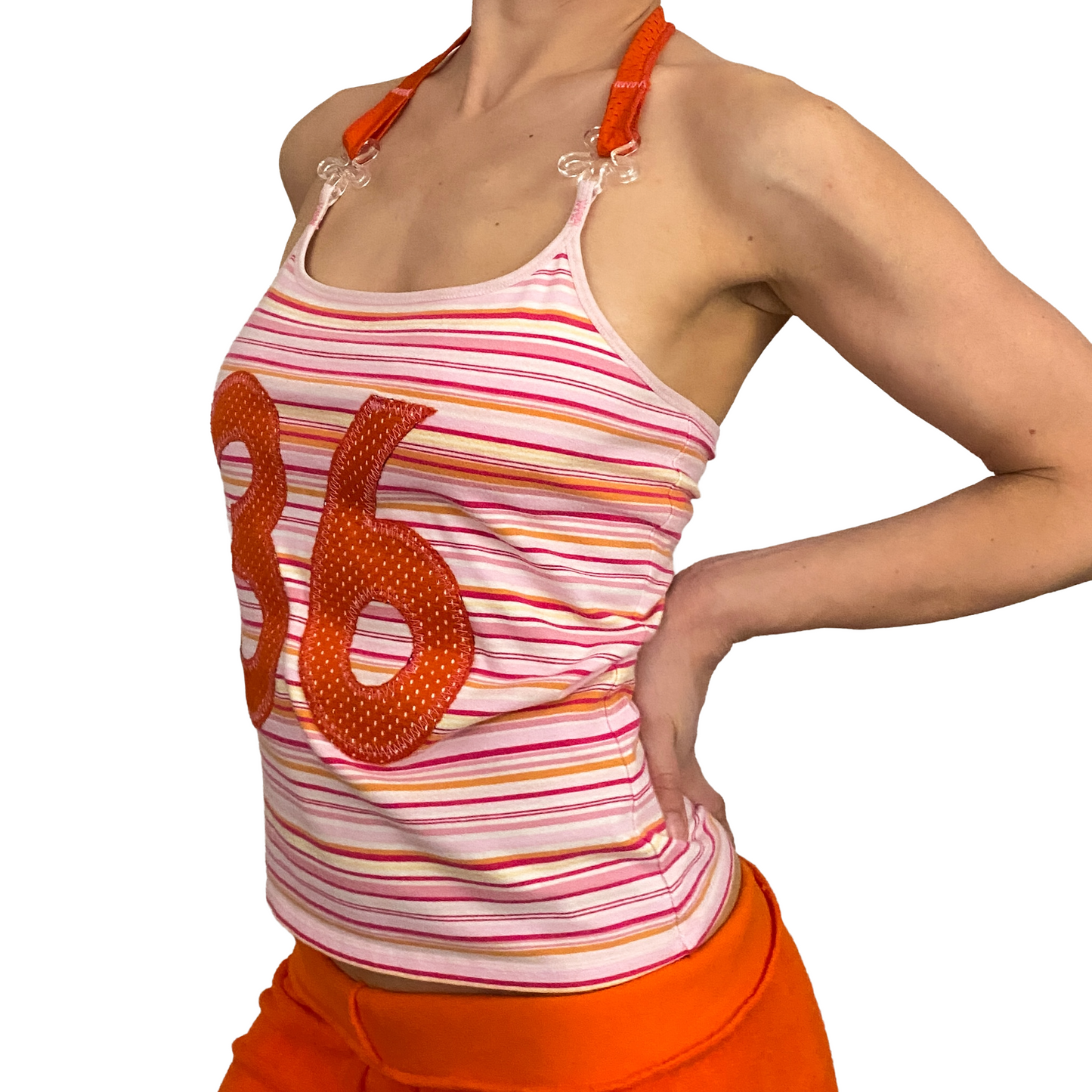 #36 Pink Striped Halter Top