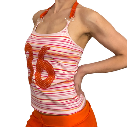 #36 Pink Striped Halter Top