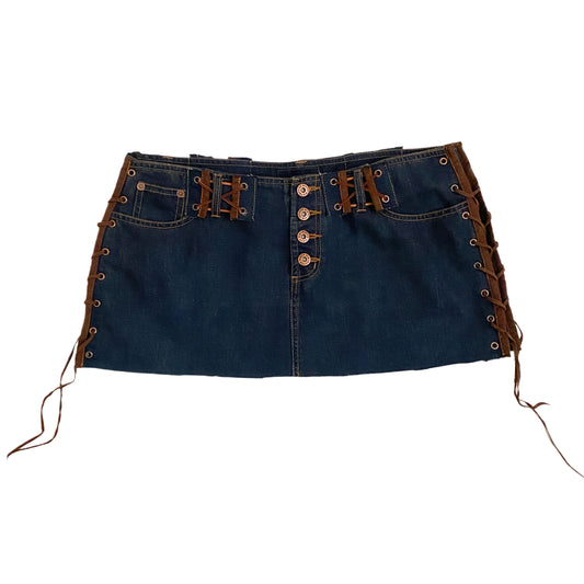 Lace Up Denim Mini